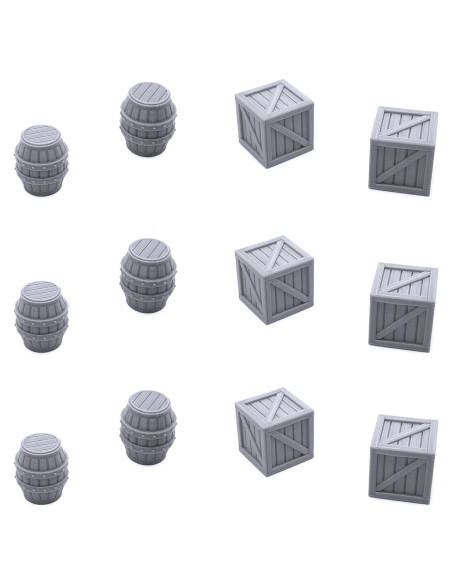 Cajas y Barriles Escenografía 3D EnderToys para RPG y Wargame