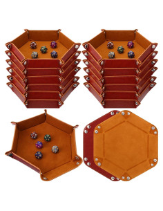 Paquete de 12 Bandejas de Dados Plegables RoundFunny - Cuero PU Marrón