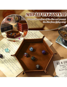 Paquete de 12 Bandejas de Dados Plegables RoundFunny - Cuero PU Marrón 2