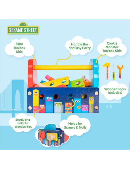 Caja de Herramientas de Madera Sesame Street 25 Piezas