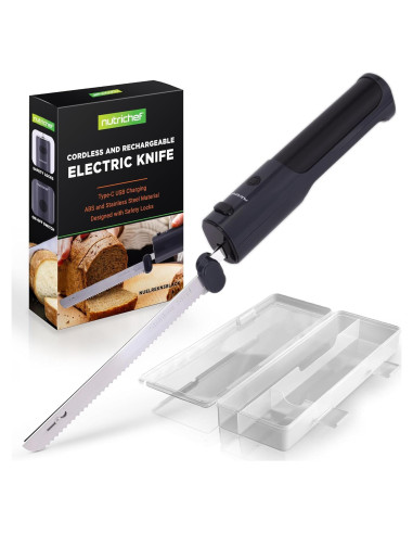 Cuchillo Eléctrico NutriChef Inalámbrico 20.32 cm Acero Inoxidable