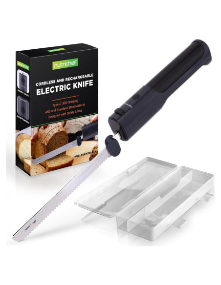 Cuchillo Eléctrico NutriChef Inalámbrico 20.32 cm Acero Inoxidable