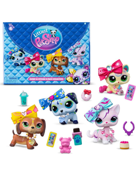 Conjunto Littlest Pet Shop Dulce y Elegante - 4 Mascotas Deluxe