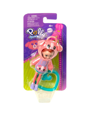Muñeca Lila Polly Pocket con capucha de cachorro 8.8cm