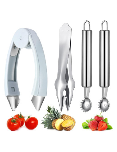4 Piezas Descorazonadores de Fresas y Tomates Boao - Acero Inoxidable