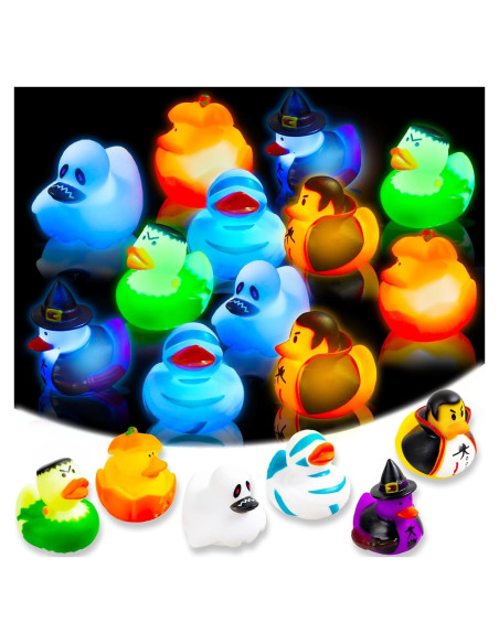 Patitos de Goma Halloween Kockuu - 12 Patitos que Brillan