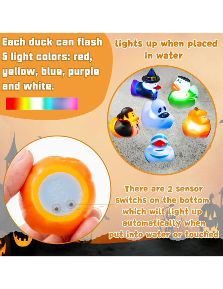 Patitos de Goma Halloween Kockuu - 12 Patitos que Brillan