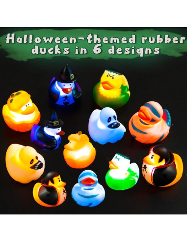 Patitos de Goma Halloween Kockuu - 12 Patitos que Brillan