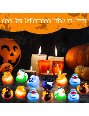 Patitos de Goma Halloween Kockuu - 12 Patitos que Brillan