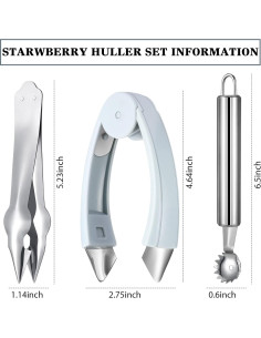 4 Piezas Descorazonadores de Fresas y Tomates Boao - Acero Inoxidable 2