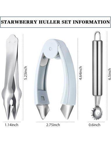 4 Piezas Descorazonadores de Fresas y Tomates Boao - Acero Inoxidable