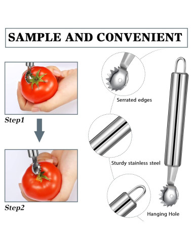 4 Piezas Descorazonadores de Fresas y Tomates Boao - Acero Inoxidable