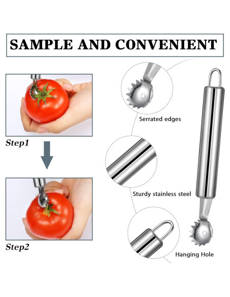 4 Piezas Descorazonadores de Fresas y Tomates Boao - Acero Inoxidable