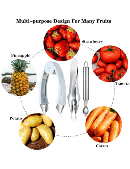4 Piezas Descorazonadores de Fresas y Tomates Boao - Acero Inoxidable