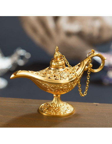 Lámpara de Aladino Vintage Dorada Wedhapy 11.5x4x7.5cm
