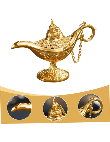 Lámpara de Aladino Vintage Dorada Wedhapy 11.5x4x7.5cm