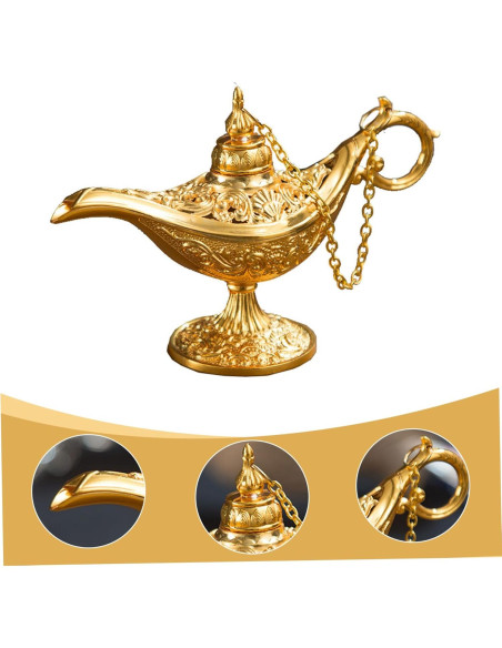 Lámpara de Aladino Vintage Dorada Wedhapy 11.5x4x7.5cm