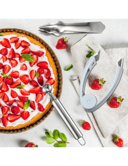 4 Piezas Descorazonadores de Fresas y Tomates Boao - Acero Inoxidable