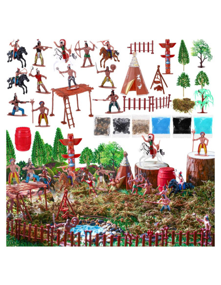 Conjunto 65 Figuras Nativas Americanas VioraWhite 7-13 cm