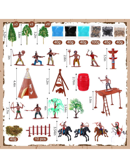 Conjunto 65 Figuras Nativas Americanas VioraWhite 7-13 cm