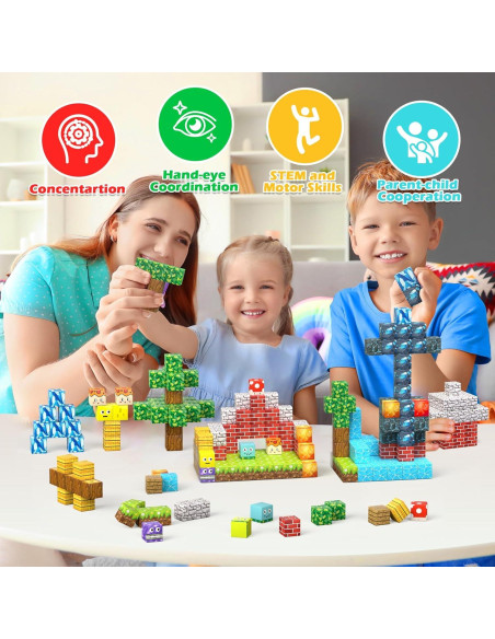 Juego de Bloques Magnéticos 200PCS - Juguetes Sensoriales para Niños