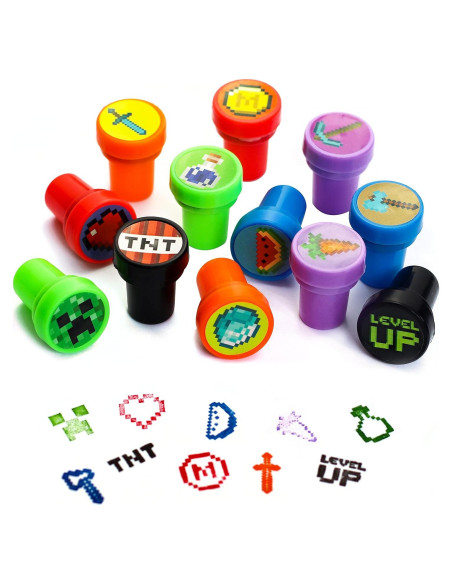 24 Sellos Temáticos Mineros de Píxeles GISUKA 3.81cm