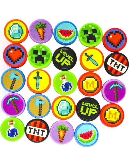 24 Sellos Temáticos Mineros de Píxeles GISUKA 3.81cm