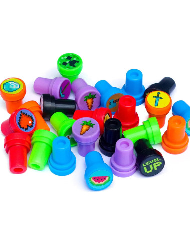 24 Sellos Temáticos Mineros de Píxeles GISUKA 3.81cm