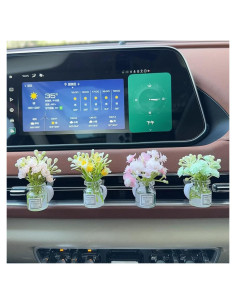 Juego de 4 Jarrones de Vidrio con Flores Artificiales para Auto
