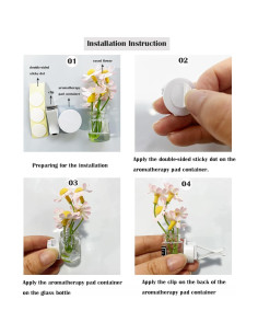 Juego de 4 Jarrones de Vidrio con Flores Artificiales para Auto 2