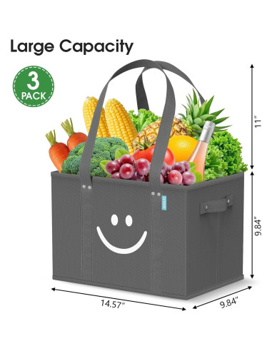 Bolsas de Compras Reutilizables WISELIFE 3 Piezas Plegables