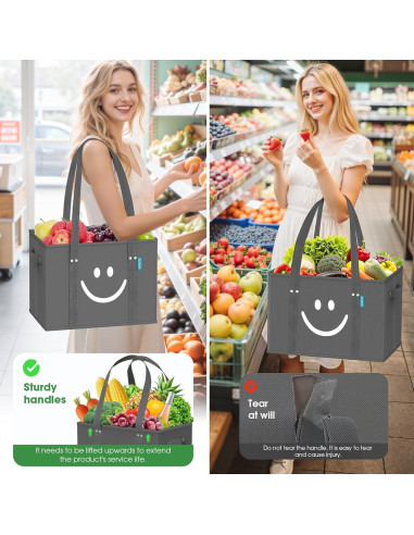 Bolsas de Compras Reutilizables WISELIFE 3 Piezas Plegables