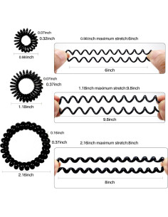 12 Tiras de Cabello Espirales Negras TUUXI - 3 Tamaños 2