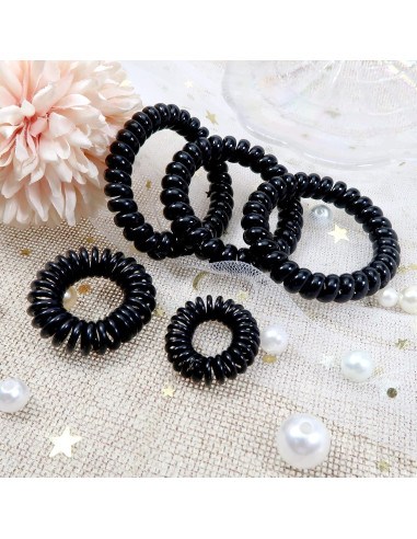 12 Tiras de Cabello Espirales Negras TUUXI - 3 Tamaños