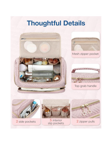 Bolsa de Aseo de Viaje BAGSMART para Mujeres - Grande Rosa