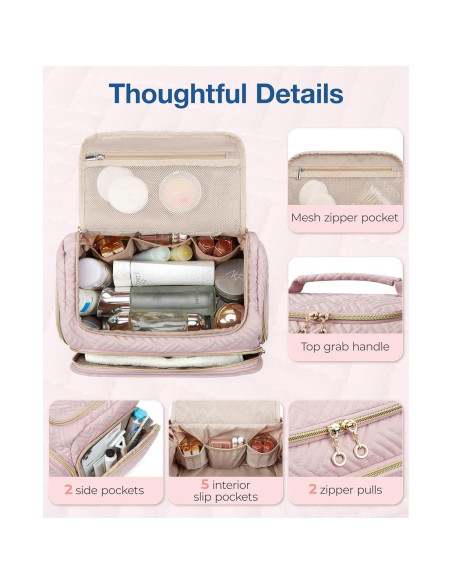 Bolsa de Aseo de Viaje BAGSMART para Mujeres - Grande Rosa