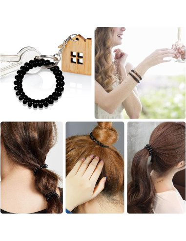 12 Tiras de Cabello Espirales Negras TUUXI - 3 Tamaños