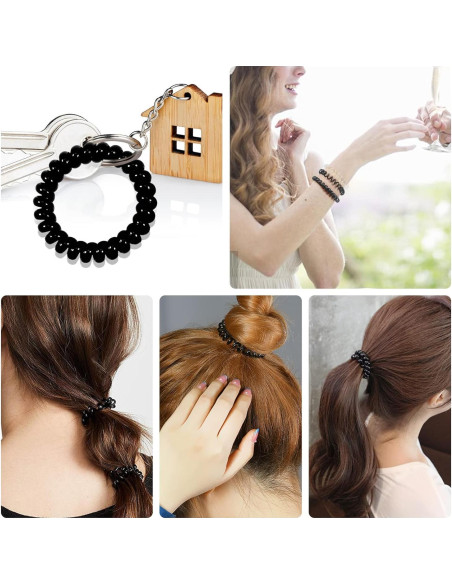 12 Tiras de Cabello Espirales Negras TUUXI - 3 Tamaños