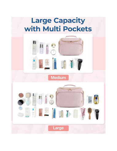 Bolsa de Aseo de Viaje BAGSMART para Mujeres - Grande Rosa