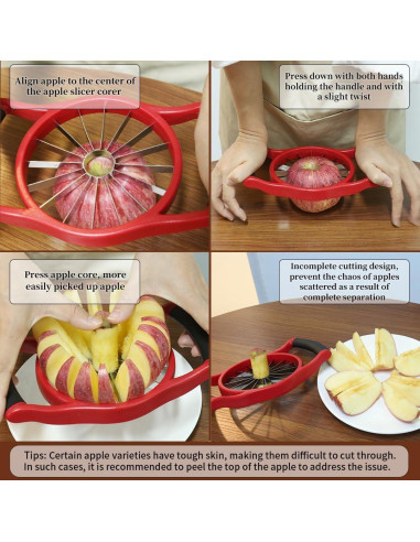 Cortador y Descorazonador de Manzanas Newness 16 Rebanadas Rojo