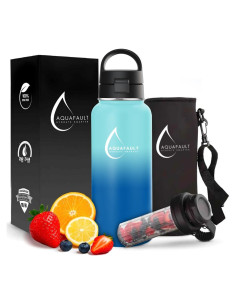 Botella Infusora Aquafault 32oz Acero Inoxidable Azul