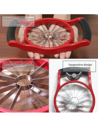 Cortador y Descorazonador de Manzanas Newness 16 Rebanadas Rojo