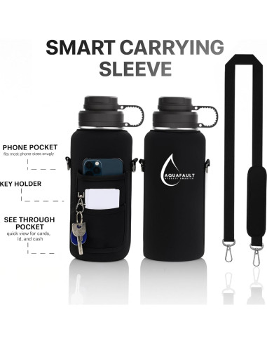 Botella Infusora Aquafault 32oz Acero Inoxidable Azul