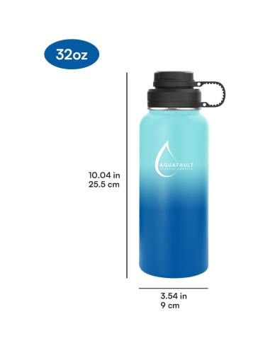 Botella Infusora Aquafault 32oz Acero Inoxidable Azul