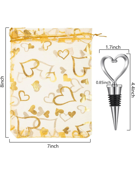 50 Tapones de Vino Corazón Boao con Bolsas Doradas 1.6kg