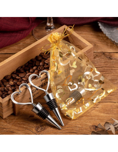 50 Tapones de Vino Corazón Boao con Bolsas Doradas 1.6kg