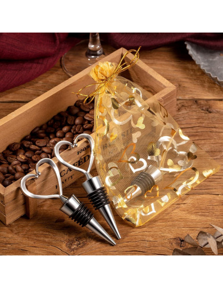 50 Tapones de Vino Corazón Boao con Bolsas Doradas 1.6kg