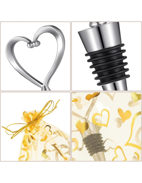 50 Tapones de Vino Corazón Boao con Bolsas Doradas 1.6kg