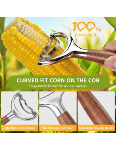Pelador de Maíz LUNERKU de Acero Inoxidable con Mango de Madera 2