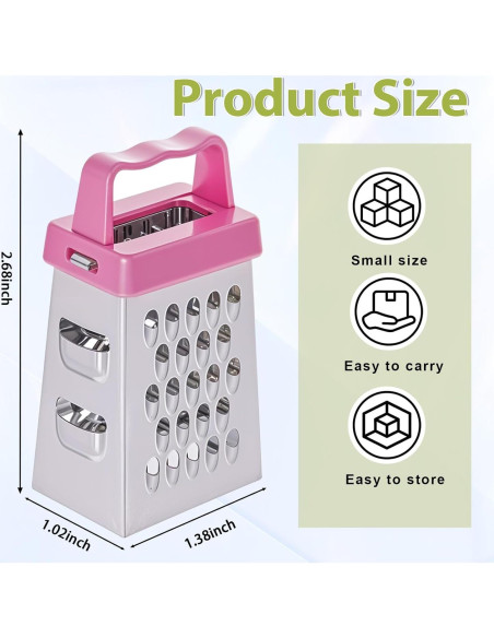 Mini Rallador de Queso COMNICO 3Pcs Acero Inoxidable Ergonómico